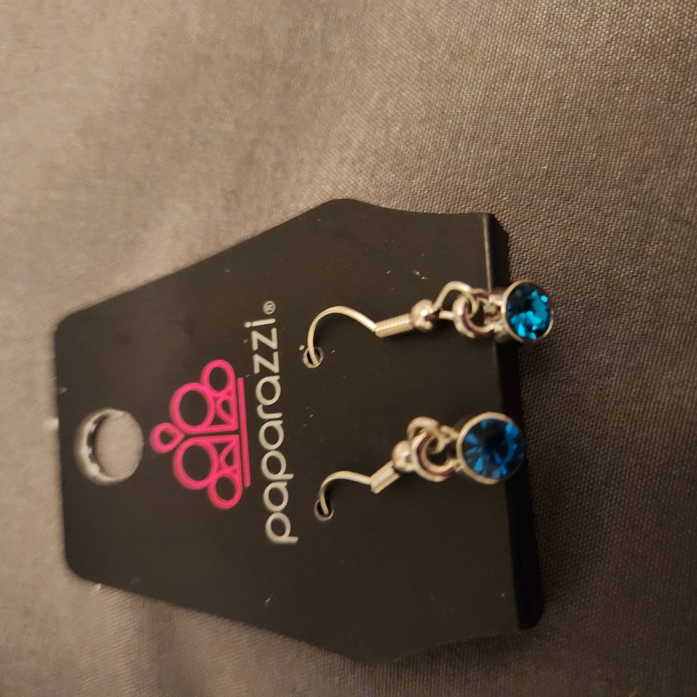Paparazzi Silver and Blue Dangle Earrings with Vibrant Gemstones